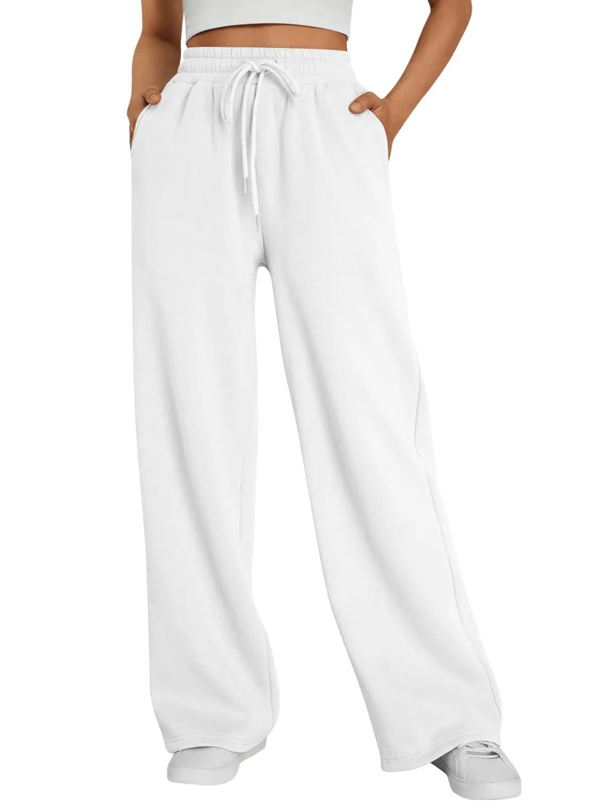 2026 new style women's wide-leg sports pants, with pockets, casual drawstring pants, suitable for pairing with casual wear and s