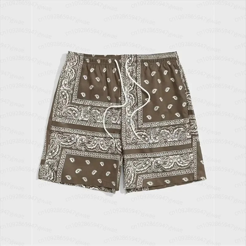 Trend Bandana Graphic Beach Short For Men Summer Fashion 3d Printed Swim Trunks Loose Casual Hawaiian Women Shorts Beach Pants