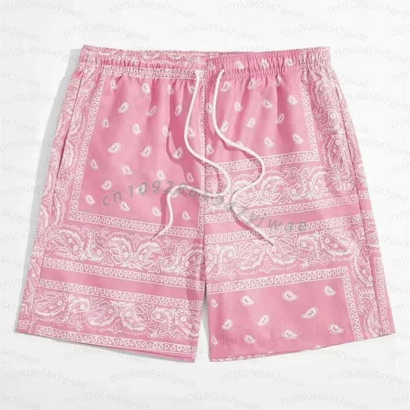 Trend Bandana Graphic Beach Short For Men Summer Fashion 3d Printed Swim Trunks Loose Casual Hawaiian Women Shorts Beach Pants