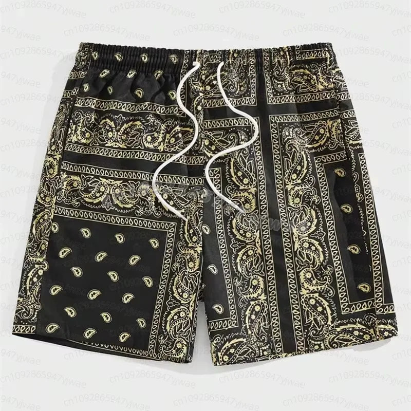 Trend Bandana Graphic Beach Short For Men Summer Fashion 3d Printed Swim Trunks Loose Casual Hawaiian Women Shorts Beach Pants